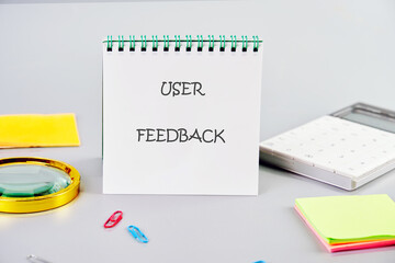 The USER FEEDBACK concept phrase. Business concept. A place to copy. Customer Satisfaction Survey...