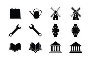 Obraz premium Stylized icon set with popular vector silhouettes Silhouette Vector illustration