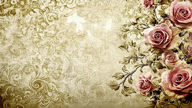 Elegant Rose and Ornamental Pattern Background Perfect for Invitations or Decor