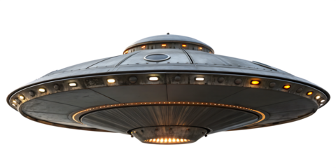  ufo--unidentified-flying-object--alien-spaceship- isolated on white background png, ai generated