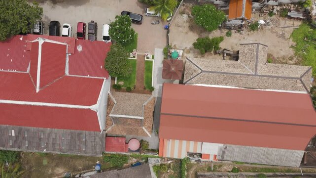 Flying Above Wat Ket Karam Buddhist Temple In Chiang Mai, Thailand. Aerial Topdown Shot