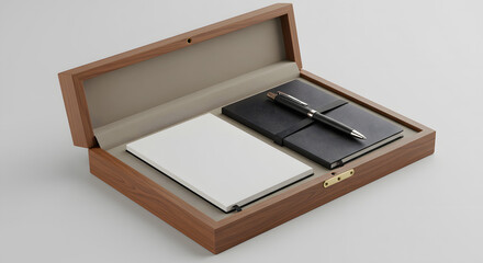 Luxury Pen and Notebook Gift Set in Premium Wooden Box