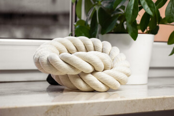Thick White Cotton Rope Coil with Soft Natural Lighting - Minimal DIY and Interior Rope Styling