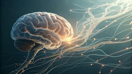 Intricate Brain Connections with Glowing Neural Pathways and Lights