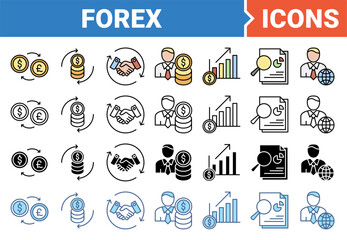 Forex banner icon set with multiple style collection.