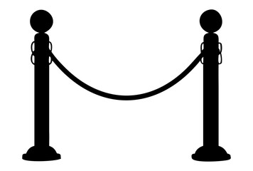A velvet rope barrier full black silhouette vector illustration design