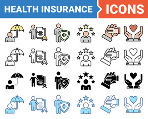 Fototapeta premium Health insurance banner icon set with multiple style collection.