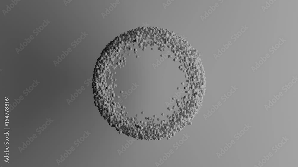 Poster the formation of an abstract structure of spheres. movement of three-dimensional elements.