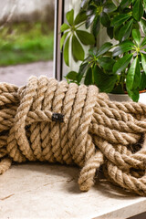 Coiled Heavy Duty Rope with Metal Hooks for Industrial, Nautical and Survival Use
