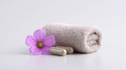 Relaxation Essentials with Towel, Flower, and Dietary Supplements