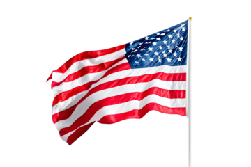 American flag waving isolated on white. The USA flag on a white background. Ai Generated Images