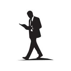 Vector silhouette of business man,profile,black color isolated on white background.vector illustration