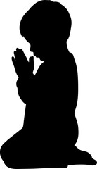 Child Praying Silhouette &ndash; Peaceful Faith and Reflection Vector