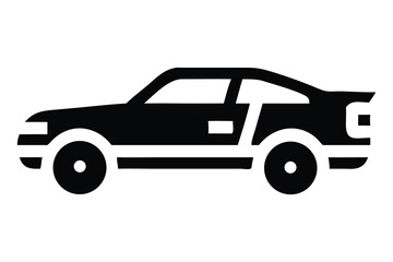 Obraz premium Simple black and white silhouette of a classic car.
