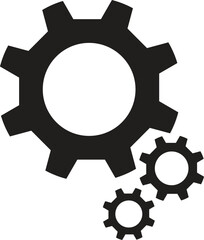 Gear icon vector. Cog wheel and setting icon on white background. black color gear wheel.