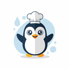Obraz premium Cute Penguin Chef Illustration Whimsical Cartoon Character Design Elements