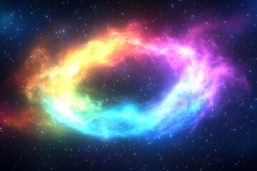 Obraz premium Vibrant Rainbow Nebula in Dark Space