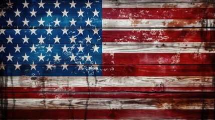 barn american flag wooden plank