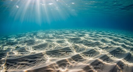 Obraz premium Sunbeams Illuminate the Ocean Floor Underwater Sandscape Photography