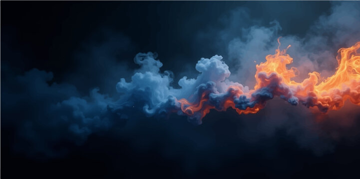 Abstract black light blue smoke and flame patterns create a dark, fiery background with a burning motion design.