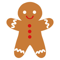 Simple Gingerbread Man Cookie &ndash; Flat Christmas Vector Illustration