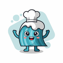 Chef Wave Cartoon Character Cooking Water Cuisine Preparation