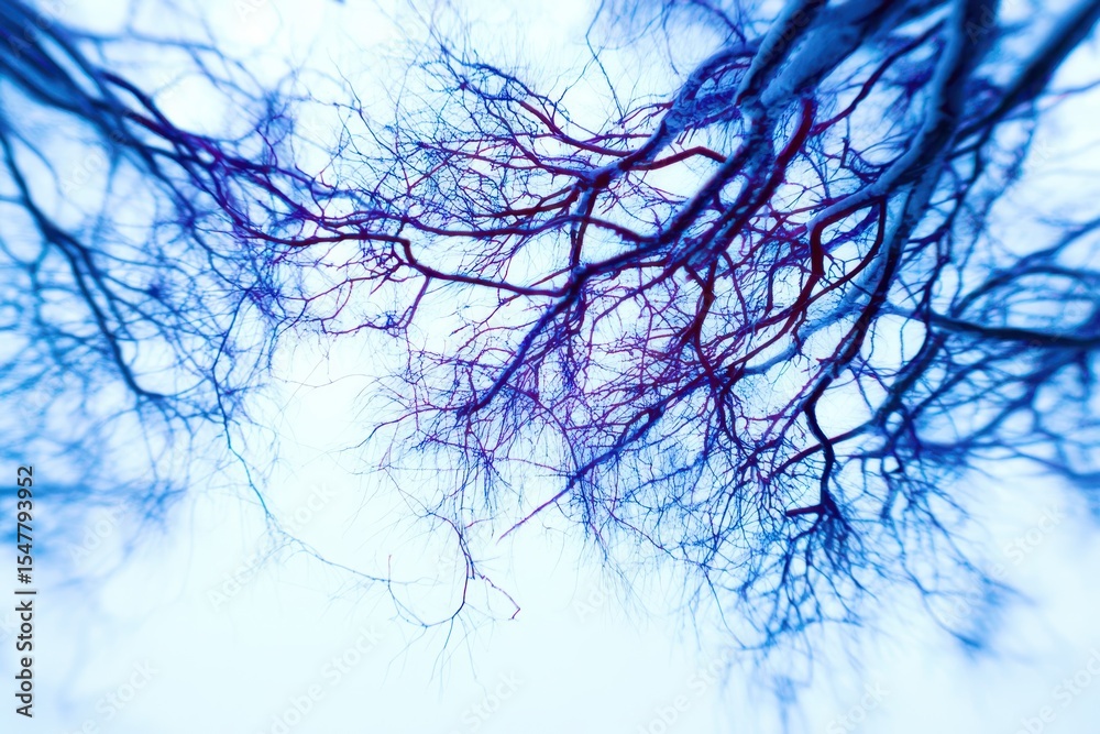 Poster the image is of a tree with blue branches and leaves