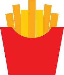 Flat Style French Fries In Red Box Vector Art