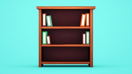 Fototapeta premium Modern Bookshelf with Colorful Books on Bright Blue Background