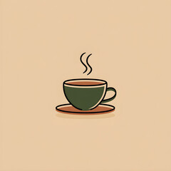Obraz premium Flat logo of a coffee cup with a simple line art style
