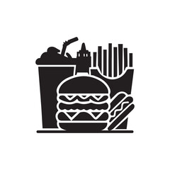 Fast food icon, Silhouette flat design on white background, Vector illustration