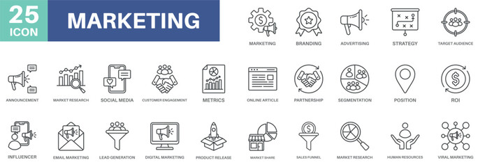 Marketing Pack Icon Set Element For Design