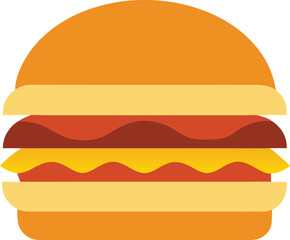 Flat Style Bacon Cheeseburger Variation 2 Vector Art