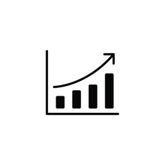 Simple icon depicting upward trending bar graph.