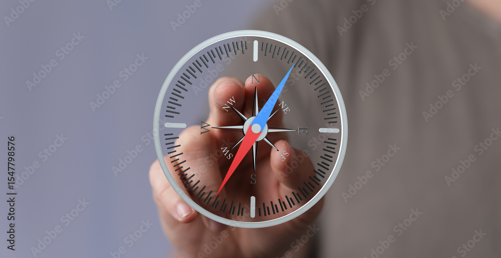 Poster navigate your path with confidence. use this compass image for business, travel, or life direction c