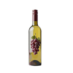 Fototapeta premium Bottle of wine featuring a design of grapes on the label, isolated on a transparent background