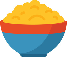 Flat Style Mac And Cheese Bowl Vector Art