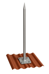 Rooftop lightning rod isolated on white background. Ideal for architectural catalogs, construction guides, safety manuals, or engineering visuals.