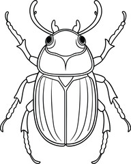 Hercules beetle drawing for kids bug coloring and insect learning pages
