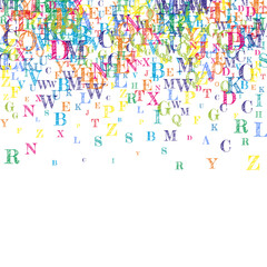 Scattered letters of latin alphabet. Colorful