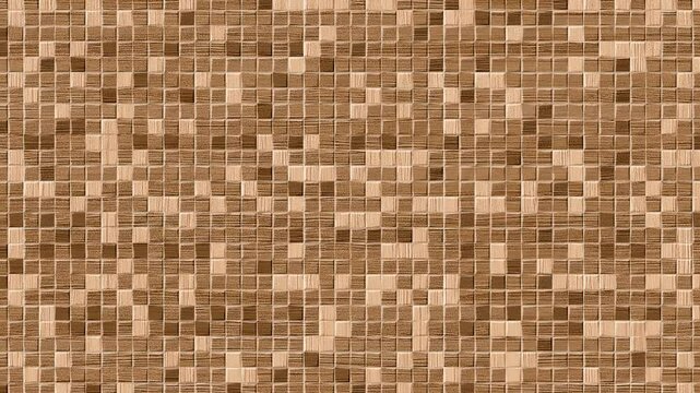 Brown mosaic tile texture with pixel pattern, ceramic small square grid design for kitchen backsplash, bathroom walls, or digital backgrounds
