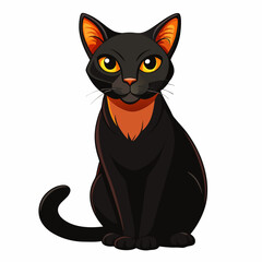 Bombay Cat Vector Illustration &ndash; Intelligent and Observant Cat Clipart