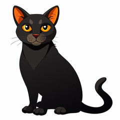 Bombay Cat Vector Illustration – Elegant Jet-Black Cat Clipart