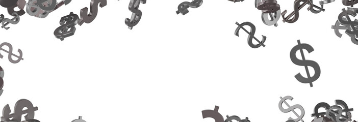 Dollar Signs Raining over Transparent Background