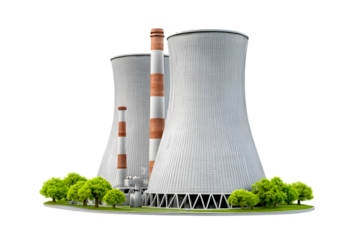 nuclear power plant and wind turbines. Ai Generated Images