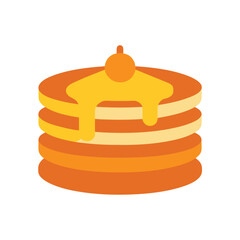 Flat Style Pancake Stack With Syrup Vector Art