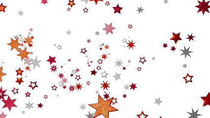 Beautiful background image with red, orange, and silver stars on a white background. Perfect for holidays or celebrations.