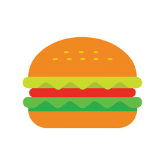 Flat Style Chicken Burger With Lettuce Vector Art