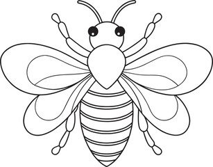 Queen bee drawing for learning insect facts and coloring worksheets
