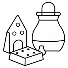 Gingerbread house and cookie isolated on white background